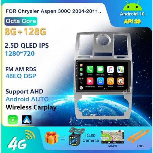 For Chrysler Aspen 300C 2004-2011 2 Din 2.5D 9 Inch Android Car Multimedia Video Player Audio FM BT GPS Navigation Head Unit