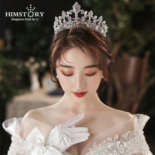 HIMSTORY Fashion European Crystal Wedding Diadem Rhinestone Queen Tiaras Crowns Headbands Princess Hair Jewelries