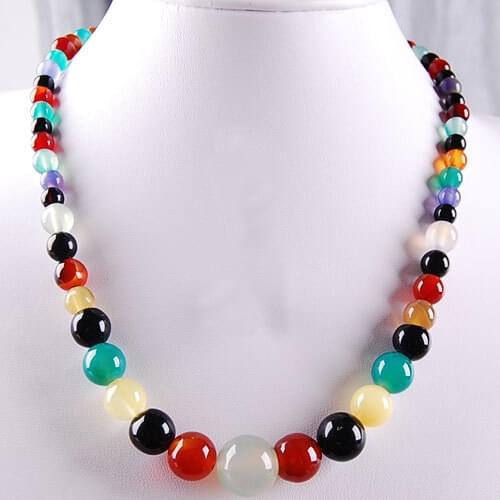 Free shipping Fashion Jewelry Multicolor Carnelian Ball Beads Necklace 17" B0322