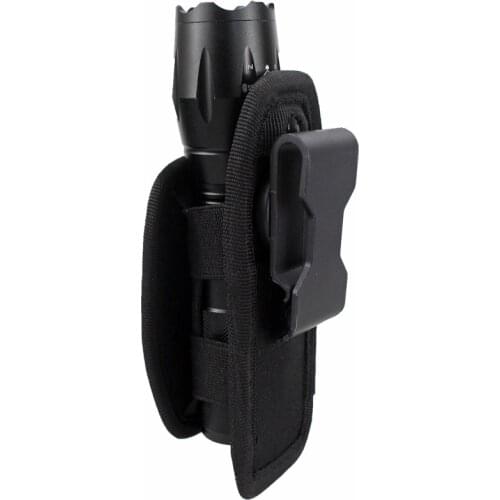 Tactical Molle Flashlight Holster Pouch for Belt with 360 Degree Rotatable Clip Hunting Flashlight Holder Torch Case Bag Nylon