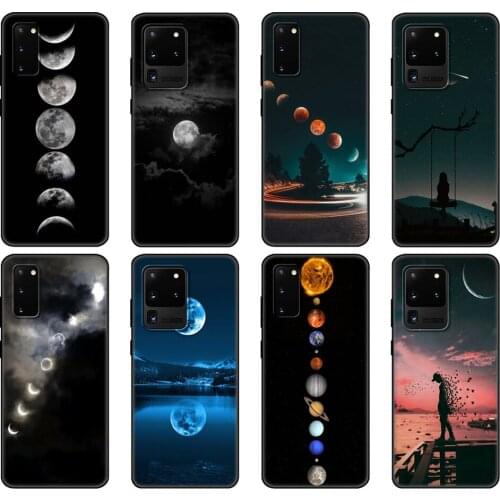 Black tpu Case For Samsung galaxy S20 /S20 PLUS/S20 ultra/S20+ /S20FE back cover with white moon stars space astronaut