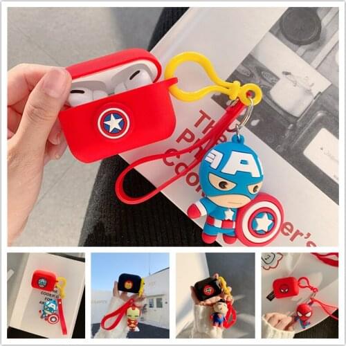 Disney Marvel 2021 Iron Man Spiderman for iPhoneBluetooth Wireless AirPods Pro Earphone Case 2/3Q Version Marvel Pendant Cute