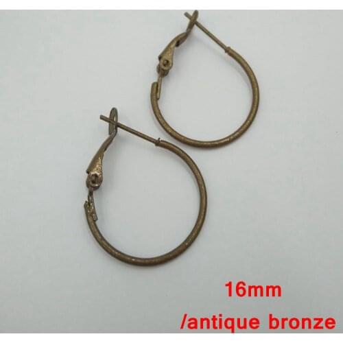 500piece lot small circle round hoop earring findings 16mm antique bronze jewelry earring findings HEF007
