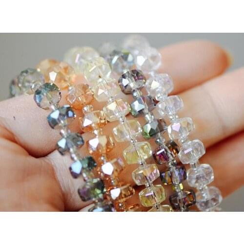 Faceted Crystal Rondelle Beads 8x5mm, Sparkly Glass Spacer Beads 5 Colors -(TS-88)/ 100 beads
