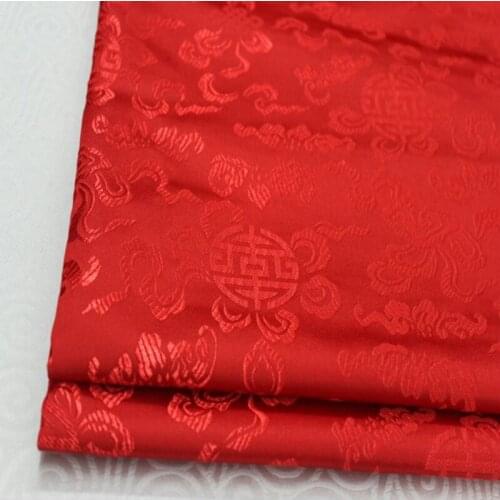 HLQON 75cm width brocade Tang suit red fabric for patchwork felt tissue telas bed sheet cheongsam dress children coat cloth