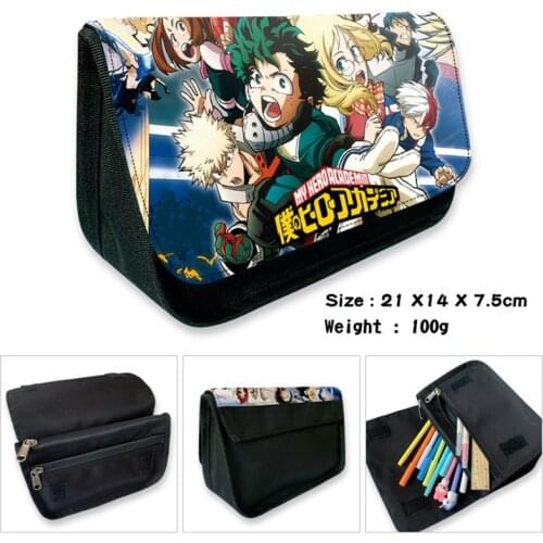 My Hero Academy Canvas Large Capacity Double-layer Animation Peripheral Student Stationery Coin Purse Fashion Pencil Case Bag