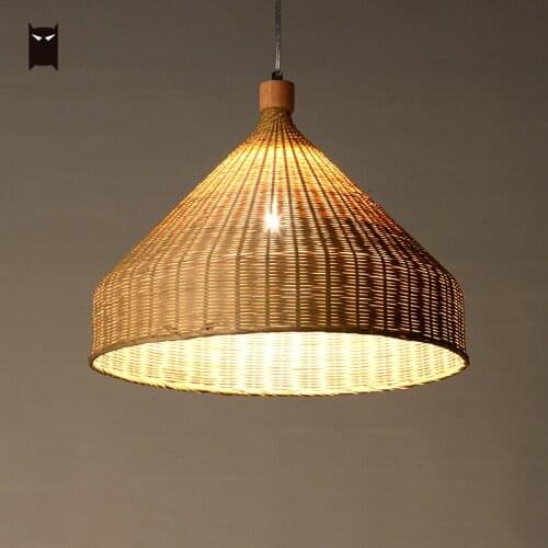 Delicate Bamboo Wicker Rattan Space Art Bamboo Pendant Light Fixture New Chinese Zen Modern Minimalist Hang Lamp Soft Decoration