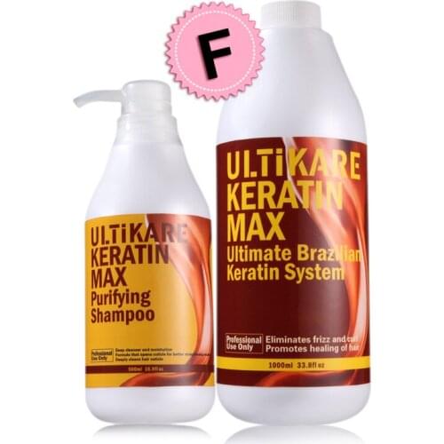 1000ml Free Formalin Keratin Hair Treatment Straightening and 500ml Purifying Shampoo Smooth Shiny and Repair Damage Hair
