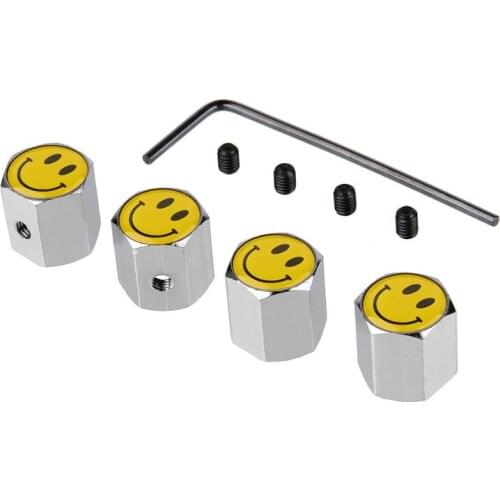 Zinc Alloy Car Wheel Tire Valve Smile Caps Theftproof Tyre Air Valve Rim Stem Caps Automobiles Truck Motorcycles Universal Cover