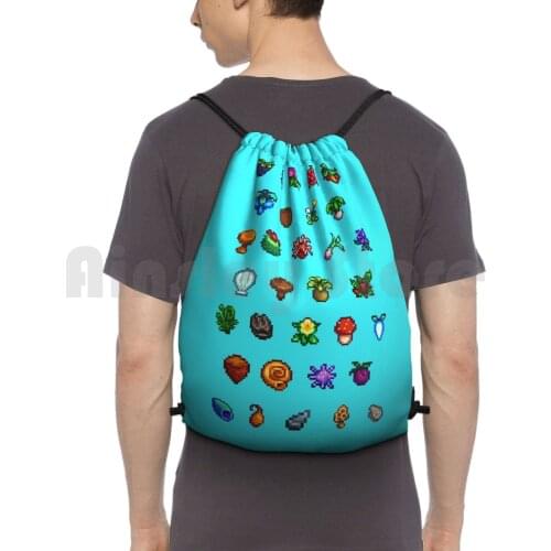 Stardew Valley-Forage Set Backpack Drawstring Bag Riding Climbing Gym Bag Stardew Valley Forage Items Pixel Phone Case