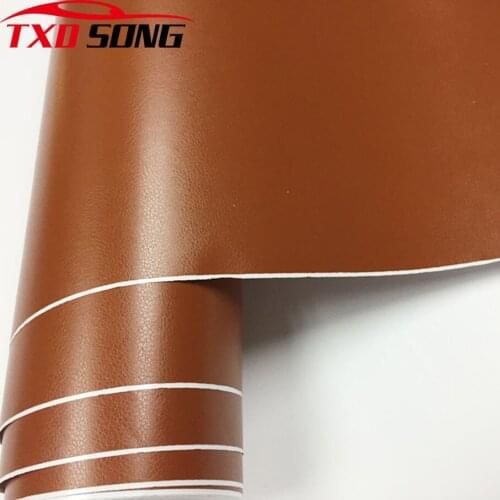 Brown Leather Grain Texture Vinyl Car Wrap Sticker film Decal Film Sheet Adhesive Sticker Interior Car Styling Covering Wrapping