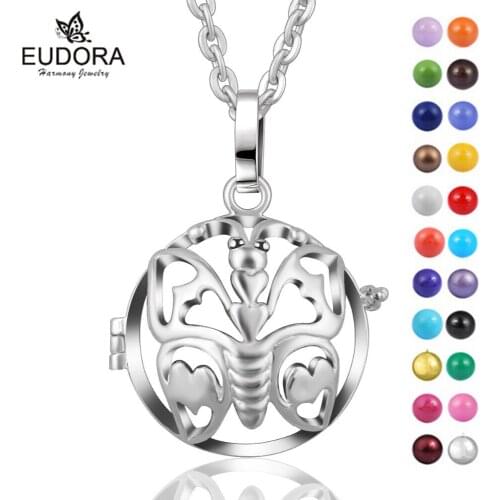 Harmony Hollow Butterfly Pendant Cage Locket with Mix Color Angel Caller Ringing Chime Pendant For Pregnant Women