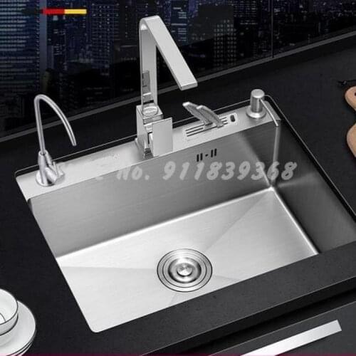 Brushed 304 Stainless Steel Handmade Three-hole Sink Kitchen Sink Sink Sink Large Single Sink
