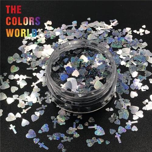 TCT-056 Love And Cross Mix Shape Star Shinning Laser Color Nail Glitter For Nail Art Decoration Makeup Facepaint DIY Manual