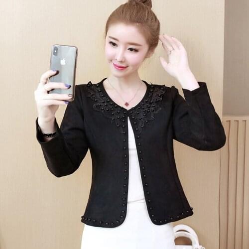 Fashion plus size 3XL 4XL black women jacket 2019 O collar coat women short jacket long sleeve womens jackets and coats