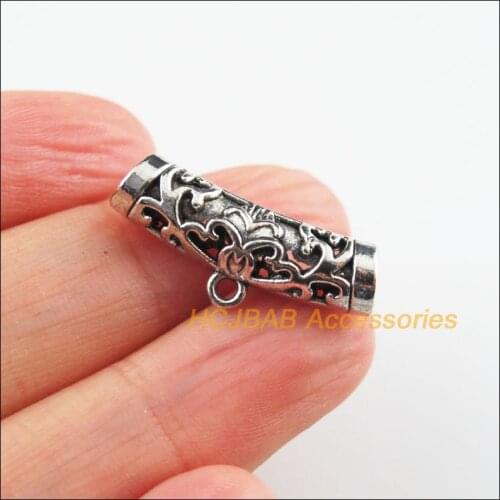 Fashion 5Pcs Tibetan Silver Color Wave Flower Tube Bail Beads Connectors Charms 10.5x25.5mm
