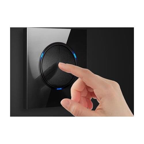 86 type 1 2 3 4 gang 1 2way black mirror glass wall switch panel LED light switch Industry France Germany UK socket with USB