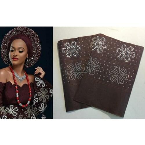 New Arrival Wholesales Aso Oke Gele Nigeria Headtie With Stones And Beads Hijab Head Wrap Real Product Goods Free Shipping 40