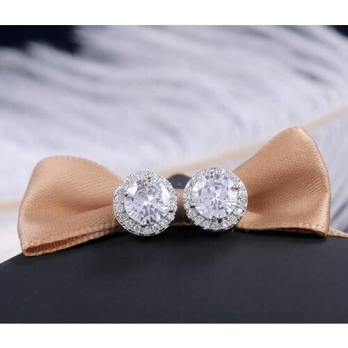 Wholesale Hot selling fashion jewelry in Euro-American classic all-match round color zircon earrings for women namour Charm Gift