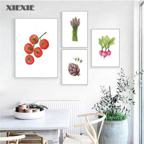 Food Poster and Print Carrot Artichoke Fruit Vegetable Canvas Painting Wall Art Picture Kitchen Dining Room Restaurant Decor