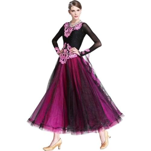 B-15181 Ballroom Dancing Dress Newest Design Woman Modern Waltz Tango Dance Dress Standard Sexy Dress Long Sleeve Spandex