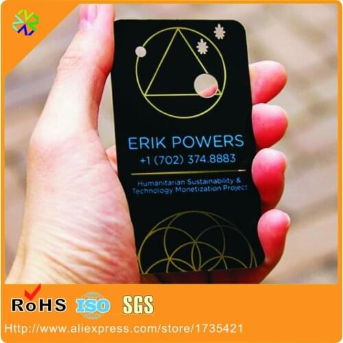 Full Black Printing Matt metal Business Card with Holographic Logo