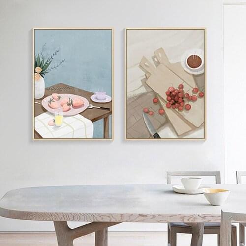 Restaurant Scenery Decoration Chinese Style Abstract Fruit Food Canvas Painting Kitchen Wall Picture Poster Living Dinning Room