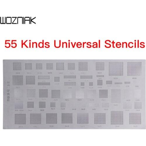 BGA Reballing Universal Stencil Template 55 Kinds of Universal Phone Solder Paste BGA Reballing Stencils