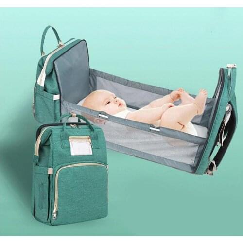 Large Capacity Diaper Bag Mummy Birthing Backpack Travel Portable Shoulder Multifunction Fold Bed Bags Waterproof Stylish Pack