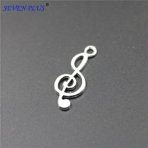 High Quality 50 Pieces/Lot 10mm*24mm Antique Silver Plated Diy Jewelry Accessories Musical Music Note Charms For Jewelry Making