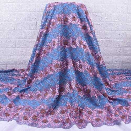 Zhenguiru New Dry Cotton Embroidered African Lace Fabric High Quality Swiss Mesh Bright Diamond Nigerian Fabric For Party A1955