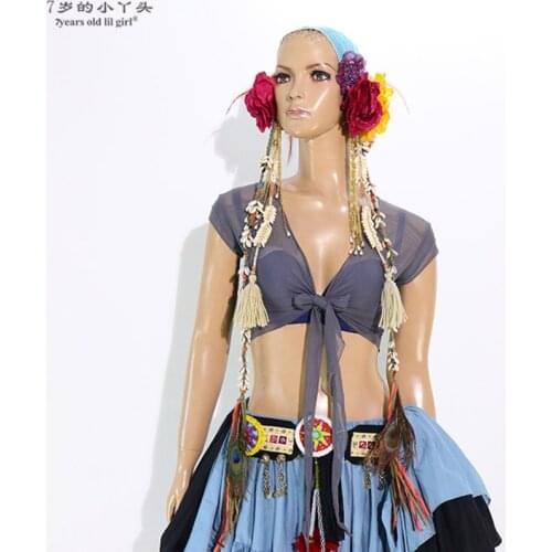 Belly dance top Transparent thin belly danc sleeveless wrap top CC36-40