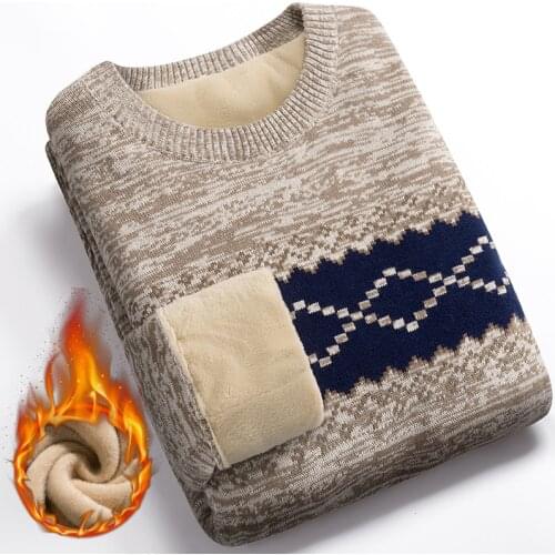 Winter Sweater For Men Plus Velvet 2020 New Fashion Thick Keep Warm Student Male Knitted Pullover Sweater Teenage Boys M60