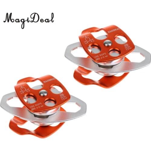 2 Pieces 32KN Outdoor Double Sheaves Mobile Pulley Rescue Tree Climbing Arborist Equipment for Caving Camping Accessories