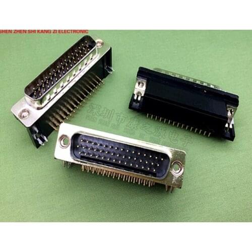 2pcs HDR44 male riveting DR44P serial port three row DB44 gold plated plug 90 degree bending