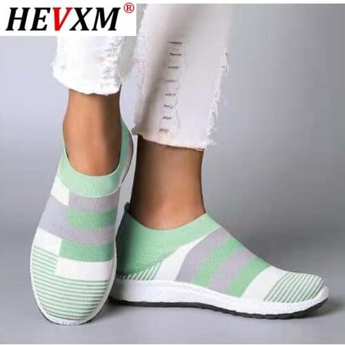 2021 Womens Casual Shoes Woman Mesh Sneakers 2020 New Spring Knitted Flat Ladies Slip on Female Footwear Plus Size 35-43