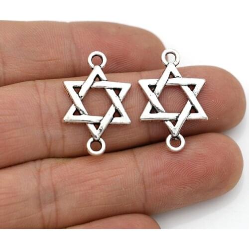 JAKONGO Star of David Charm Connectors for Jewelry Making Bracelet Accessories DIY Findings 10pcs/lot