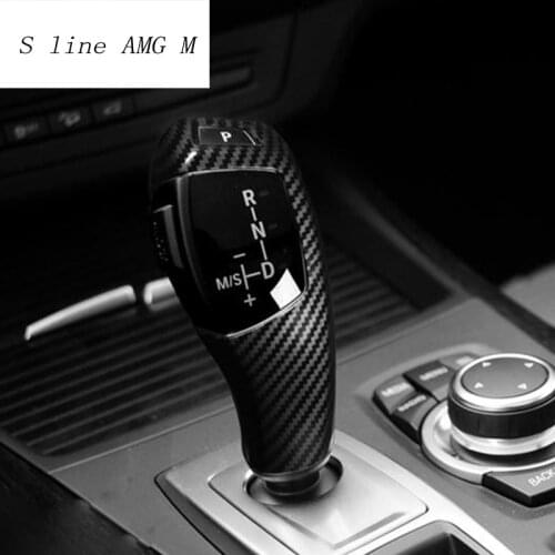 Car Styling Carbon Fiber Style Gear Shift Handle Sleeve Covers Stickers Trim For BMW E60 E70 E71 X5 X6 Auto Interior Accessories
