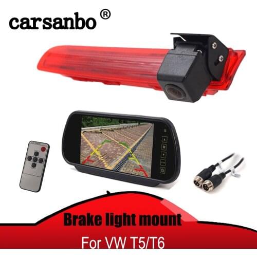 Car Rear View Brake Light Camera for VW T5/T6 Car Reverse Parking Backup Camera with 7 Inch Rearview Mirror Monitor Optional
