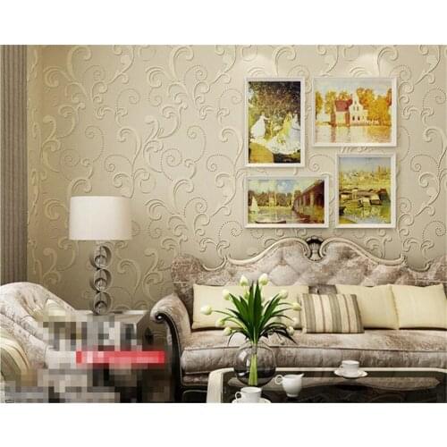 Beibehang Advanced Wallpapers European Thick Edge Ion Leaves Relief 3D Non wovens Wallpapers Living Room TV Wall paper behang