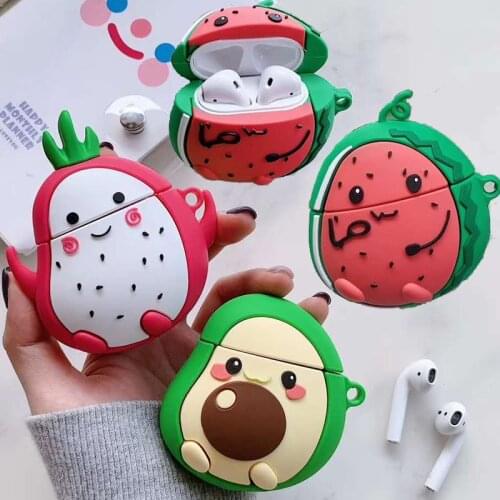 For Apple Airpods Pro Cartoon 3D Avocado Dragon Fruit Watermelon Wireless Earphone Headphone Protector Cover for AirPods 1 2 3