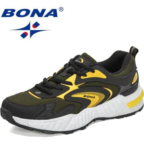 BONA 2021 New Designers Running Shoes for Men High Quality Breathable Sneakers Man Jogging Walking Athletics Trainer Footwear