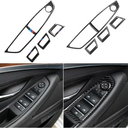 BOOMBLOCK Car window lifter button panel frame door bowl carbon fiber sticker interior accessorie for BMW 5 series F10 2011-2018