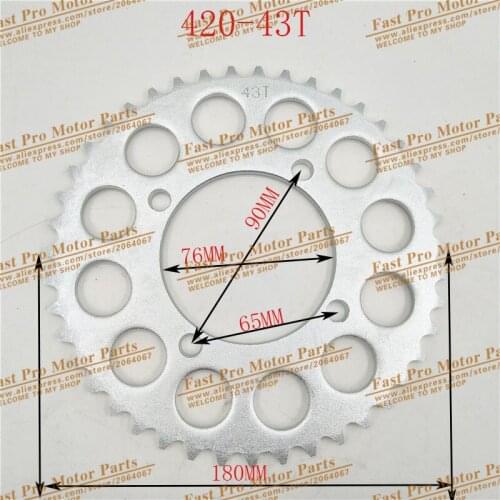 420 Chain rear sprocket 43 tooth 76mm centre hole to fitting Dirt Pit Bike off road motorcycle Motocross gear spare parts