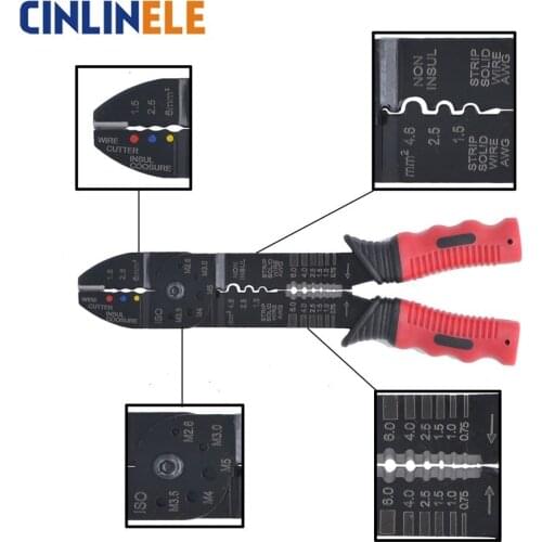 Free Shipping Multitool Crimping Pliers Electrical Terminals Combination Multi Tool Wire Stripper Cut Alicates Electricos FS-051
