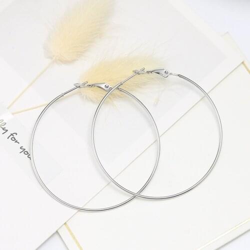 Innopes 2019 trendy gold hoop earrings hyperbole big circle earrings stainless steel round fashion jewelry earrings for women