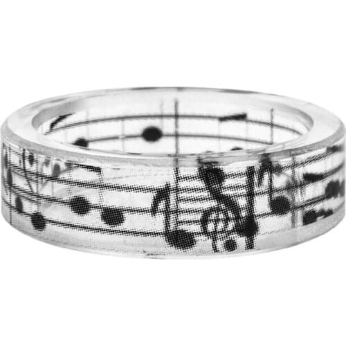 Fashion Style Neutral Internal Resin RingBlack And White Ring Inside Note Scenery Neutral Transparent Wood Resin Ring