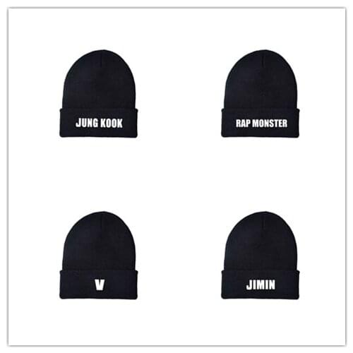KPOP Jungkook V Suga Jimin Rm J-hope Jin RMsame wool cap Korean version knitted hat name men women warm hat wholesale