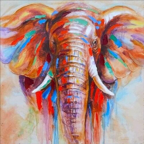 Elephant Colorful Diamond embroidery circle diamond painting rhinestone crystal painting home decoration