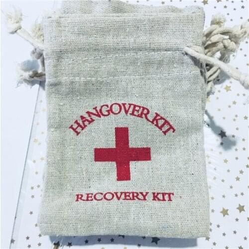 Top Hangover Kit Bags Bachelorette 10*14cm Cotton Gift First Aid Wedding Favor Holder Bag Event Party Supplies